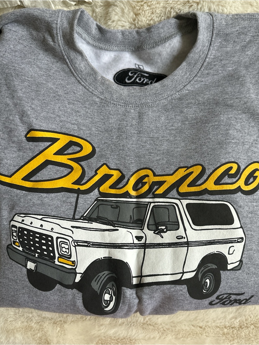 Ford Grey Crewneck Sweatshirt with Yellow Bronco Script